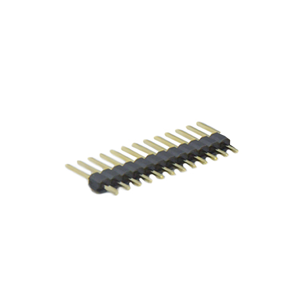 PH2541 排针连接器 Pitch 2.54mm 180° 单排 DIP 单塑 无卤排针 L=11.5MM 1X12Pin 黑色 PA6T，94V-0 镀全金G/F